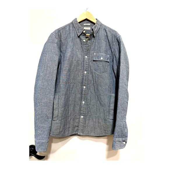 All Saints Spitalfields Co Vintage Mens Chambray Quilted light Shirt Jacket Sz-M - Picture 2 of 11